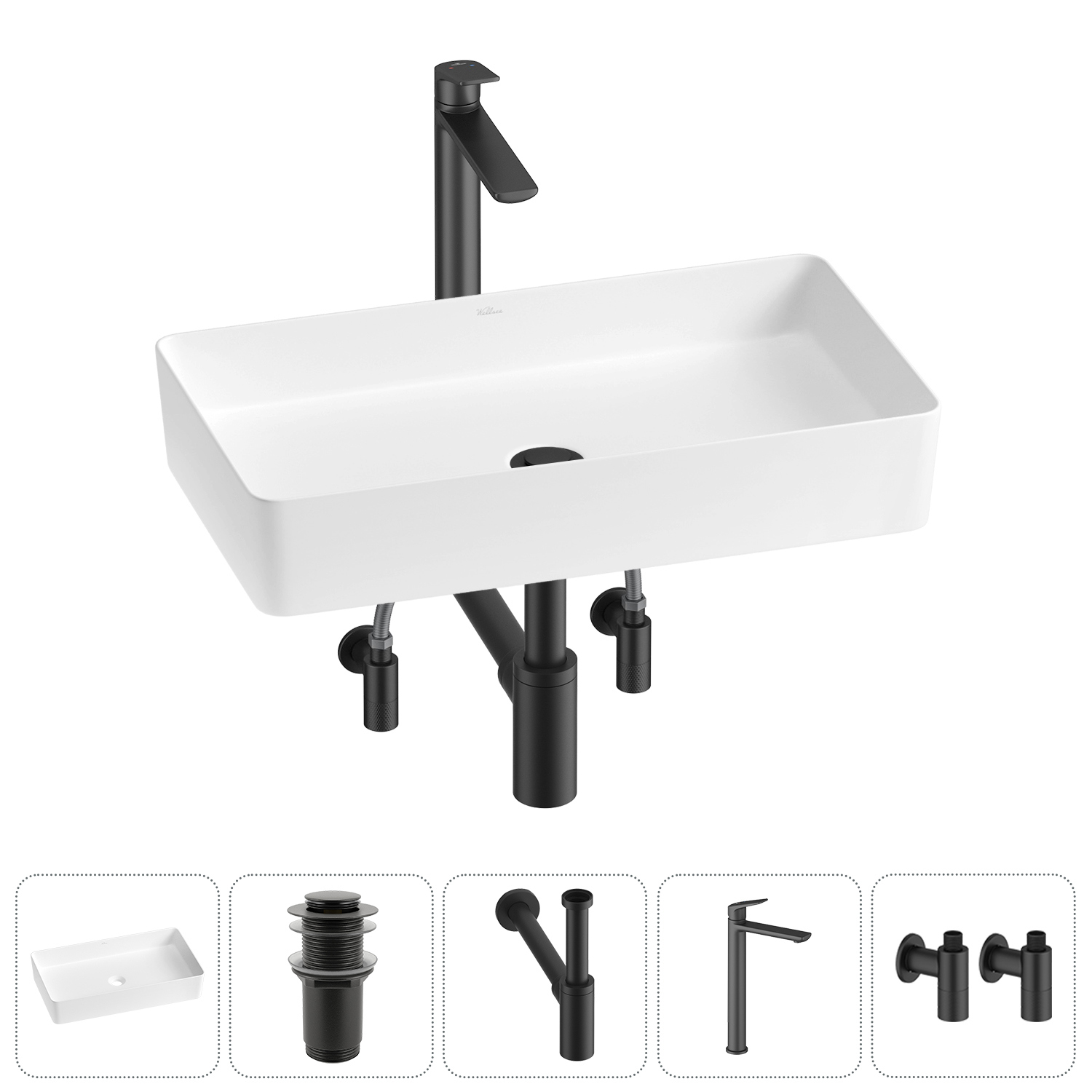 Изображение товара Раковина Wellsee freedom 2.0 20214564R 60 см матовая белая комплект