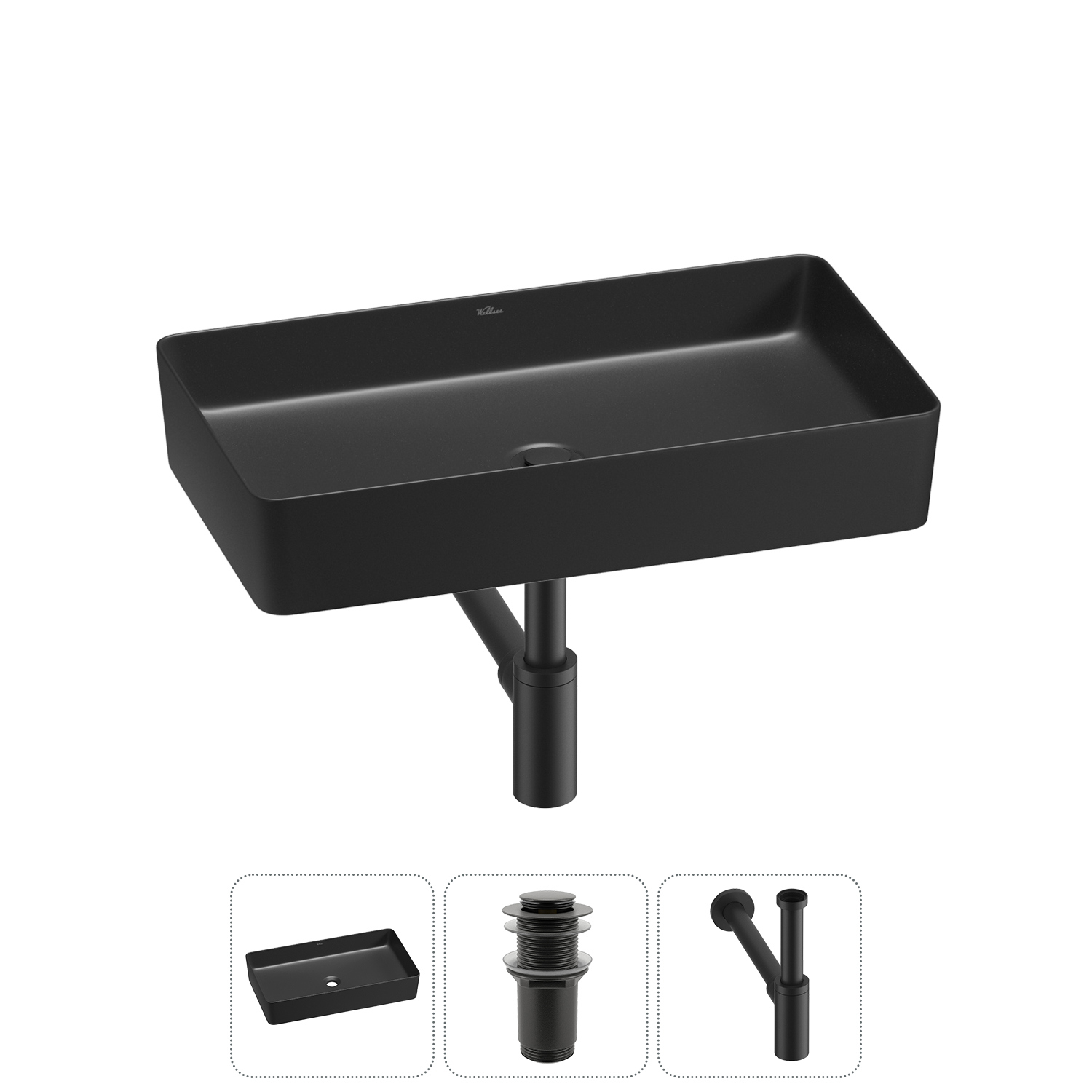 Изображение товара Раковина Wellsee freedom 2.0 20214571R 60 см черный матовый дизайн