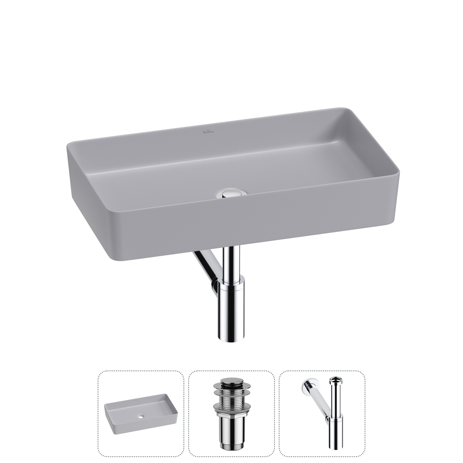 Изображение товара Раковина Wellsee freedom 2.0 60см 3 в 1 с сифоном и донным клапаном