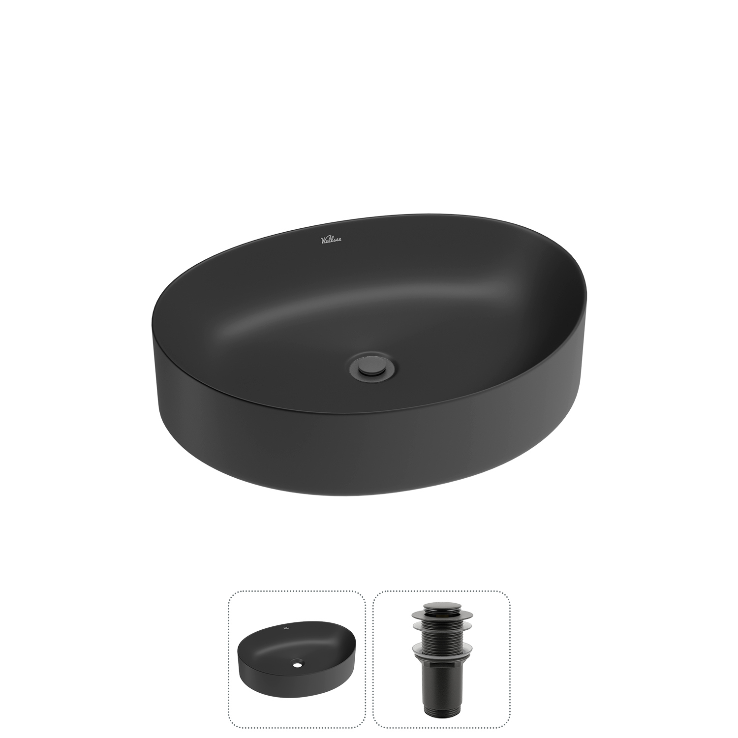 Изображение товара Накладная раковина Wellsee Belle Spa 2.0 50см черная с донным клапаном