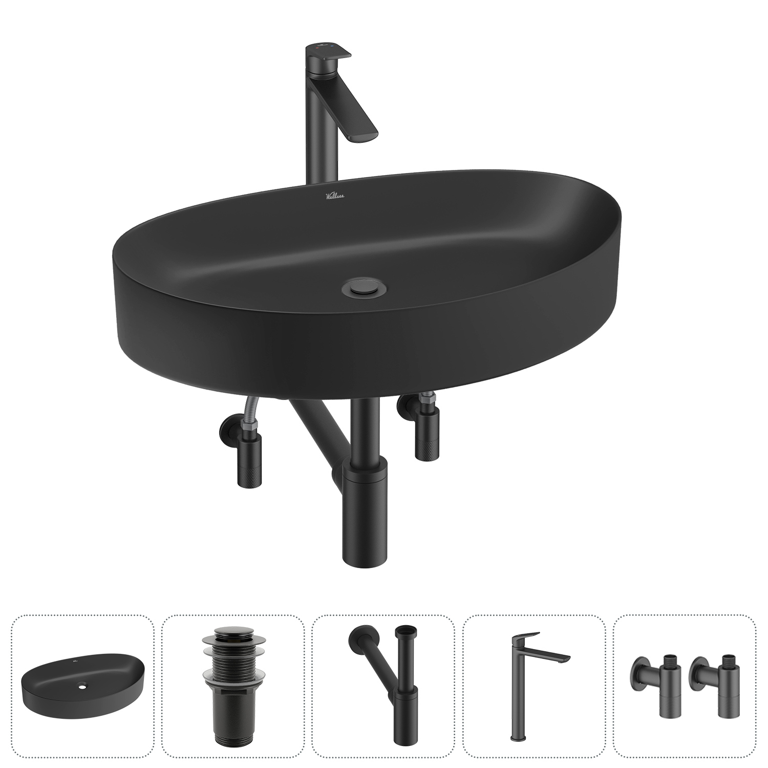 Изображение товара Раковина Wellsee belle spa 2.0 20212631R 65см цвет раковина 5 в 1: д/к, сифон, смеситель, вентили