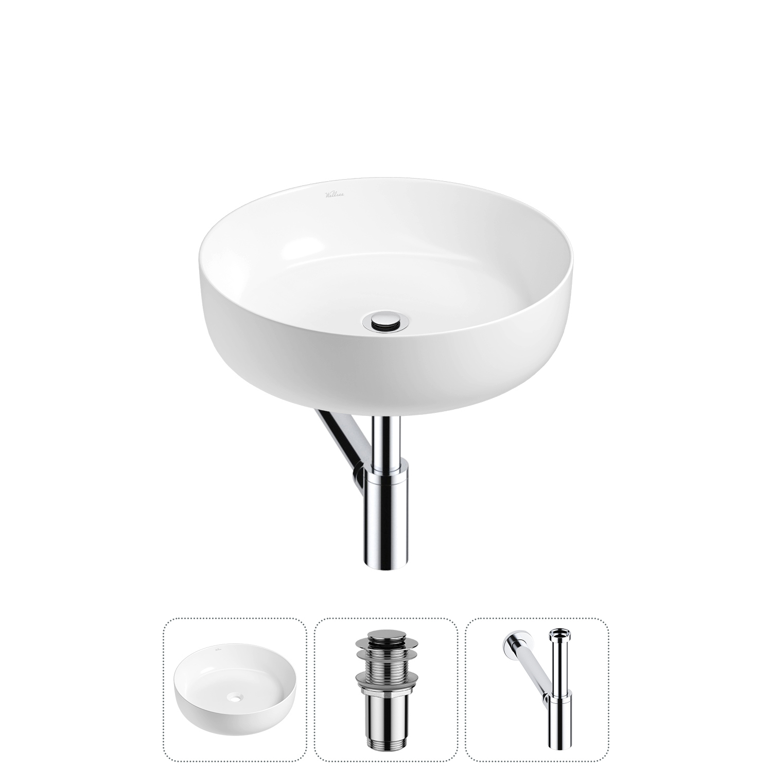 Изображение товара Раковина Wellsee Belle Spa 3.0 45х45 см керамическая с сионом и донным клапаном