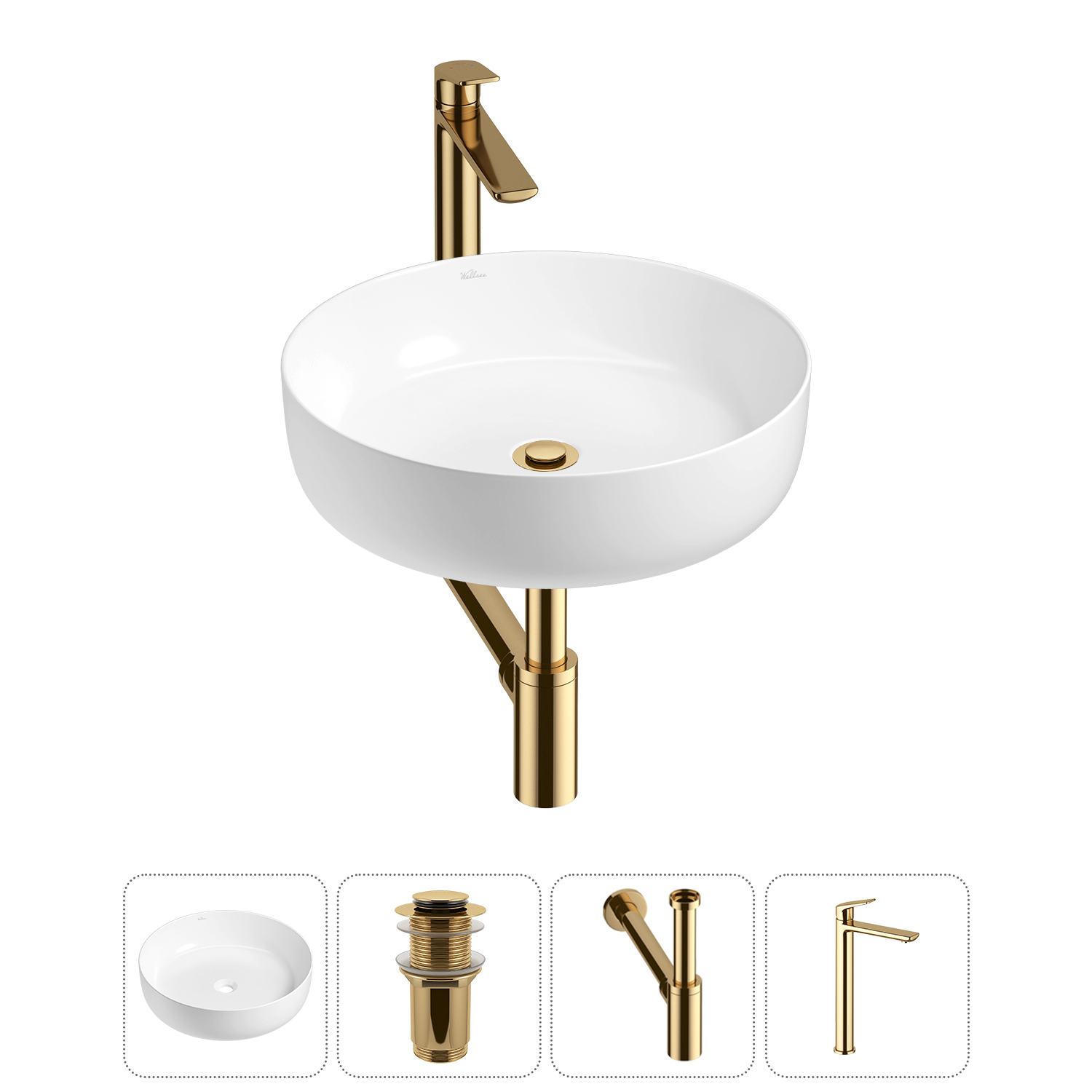 Изображение товара Раковина Wellsee belle spa 3.0 20212643R 45см цвет раковина 4 в 1: д/к, сифон, смеситель