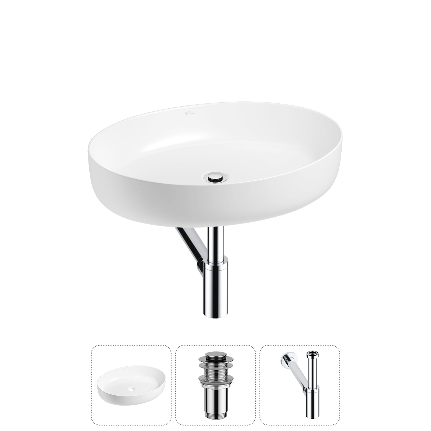 Изображение товара Раковина Wellsee Belle Spa 3.0 55см керамическая с сифоном и донным клапаном