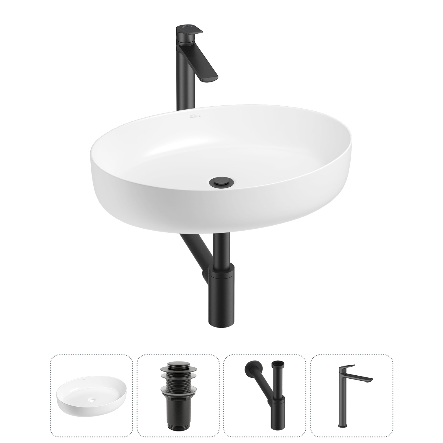 Изображение товара Раковина Wellsee belle spa 3.0 20212670R 55см цвет раковина 4 в 1: д/к, сифон, смеситель
