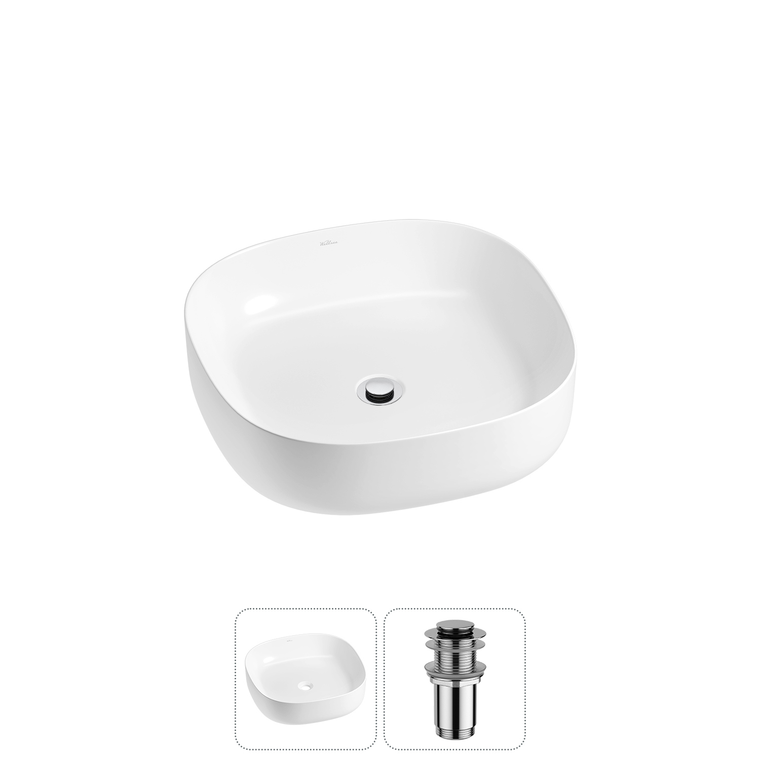 Изображение товара Раковина Wellsee Belle Spa 3.0 45 см белая глянцевая с донным клапаном