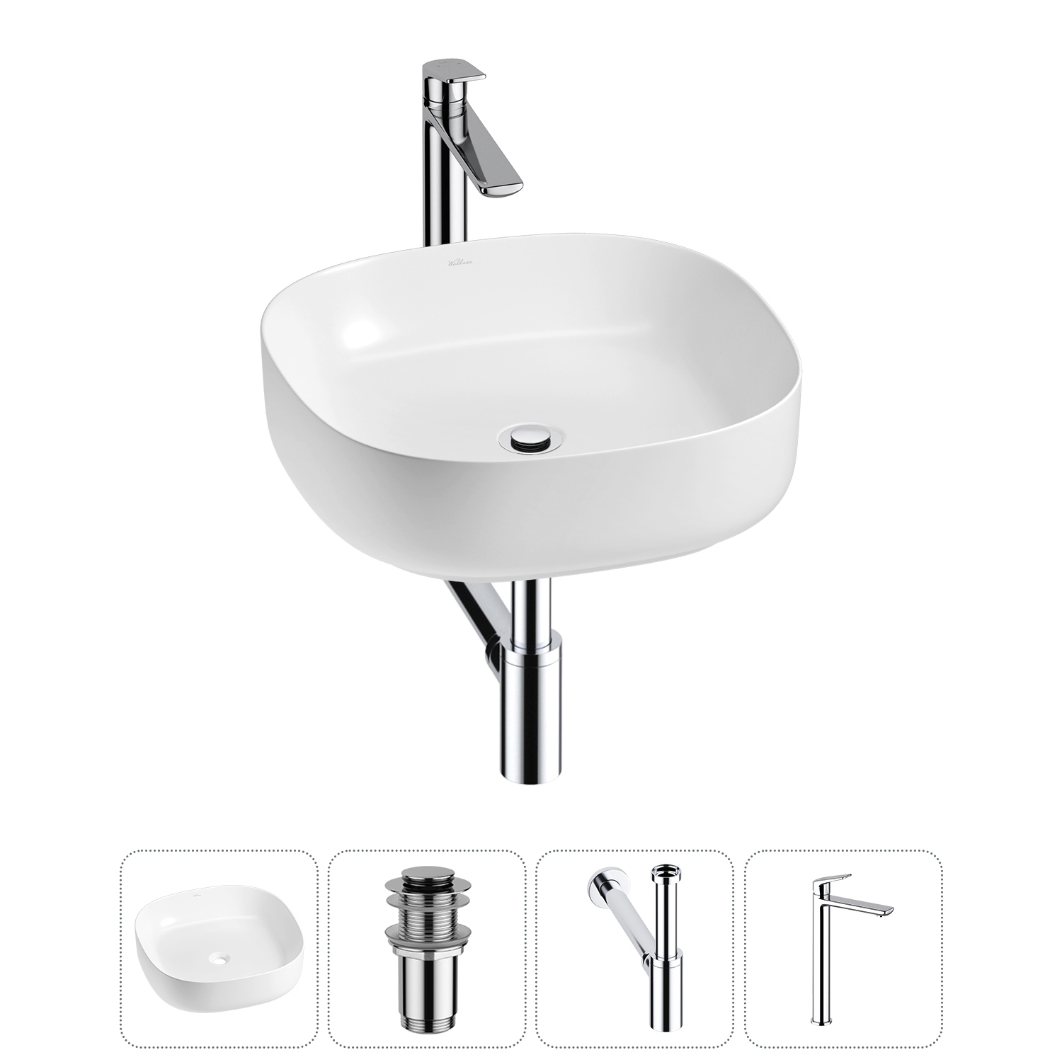 Изображение товара Раковина Wellsee belle spa 3.0 20212697R 45см цвет раковина 4 в 1: д/к, сифон, смеситель