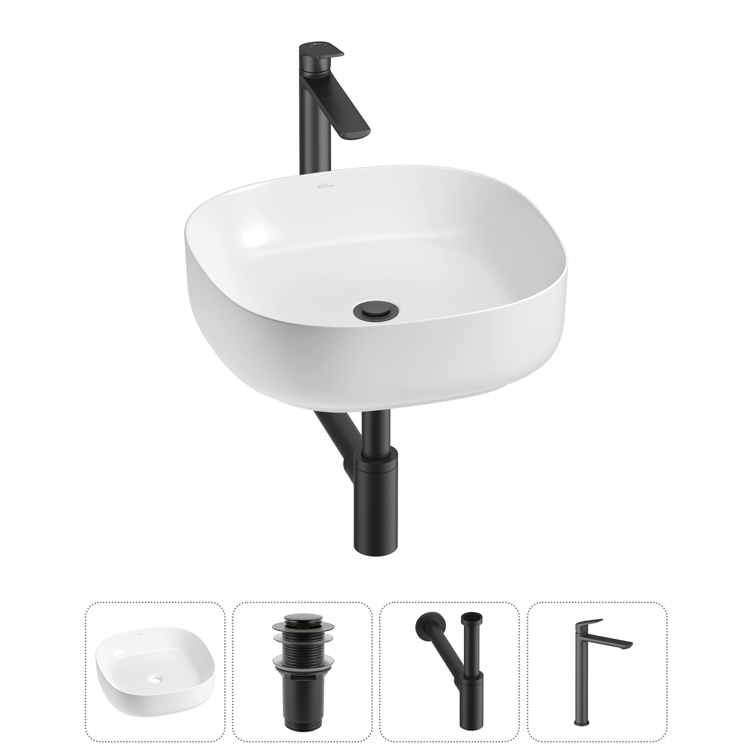 Изображение товара Раковина Wellsee Belle Spa 3.0 45см с сифоном и смесителем в комплекте