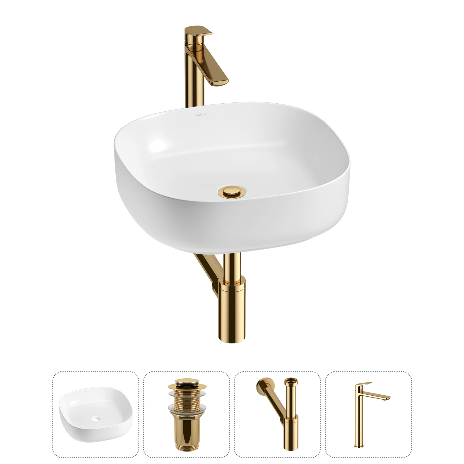 Изображение товара Раковина Wellsee Belle Spa 3.0 45 см комплект в цвете золото