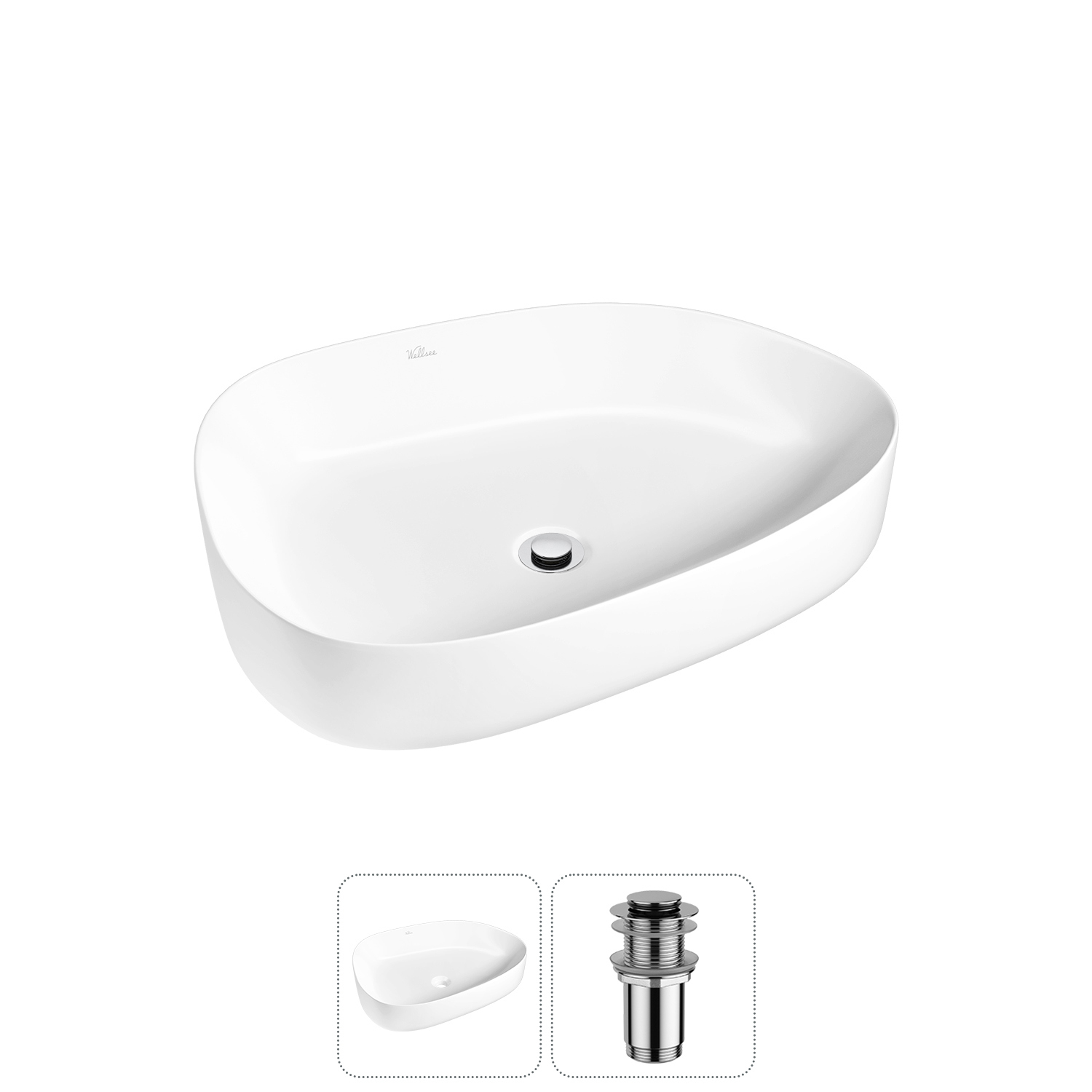 Изображение товара Раковина Wellsee Belle Spa 3.0 55см глянцевая керамика донный клапан Польша