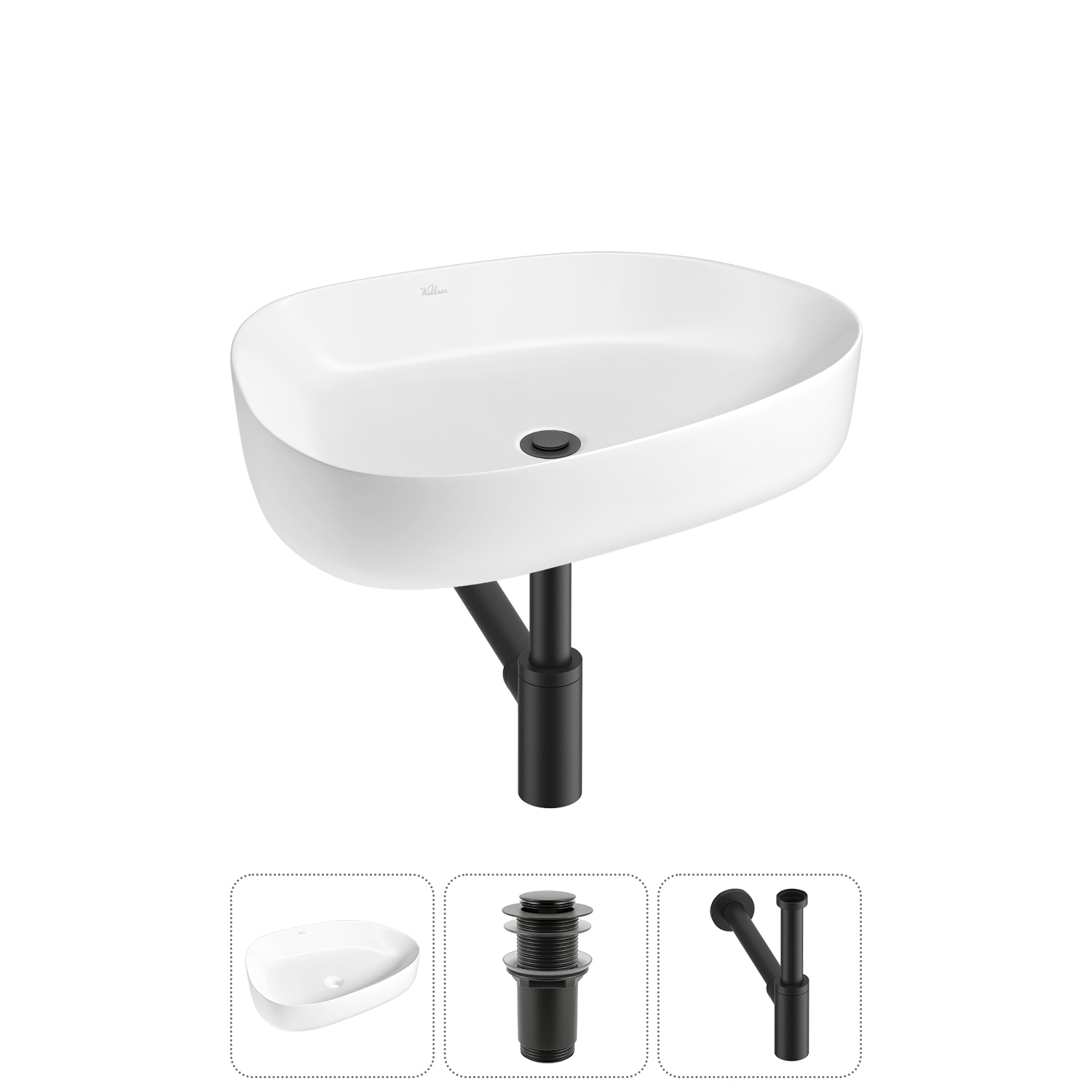 Изображение товара Раковина Wellsee Belle Spa 3.0 55см 3 в 1 с сифоном и донным клапаном Польша