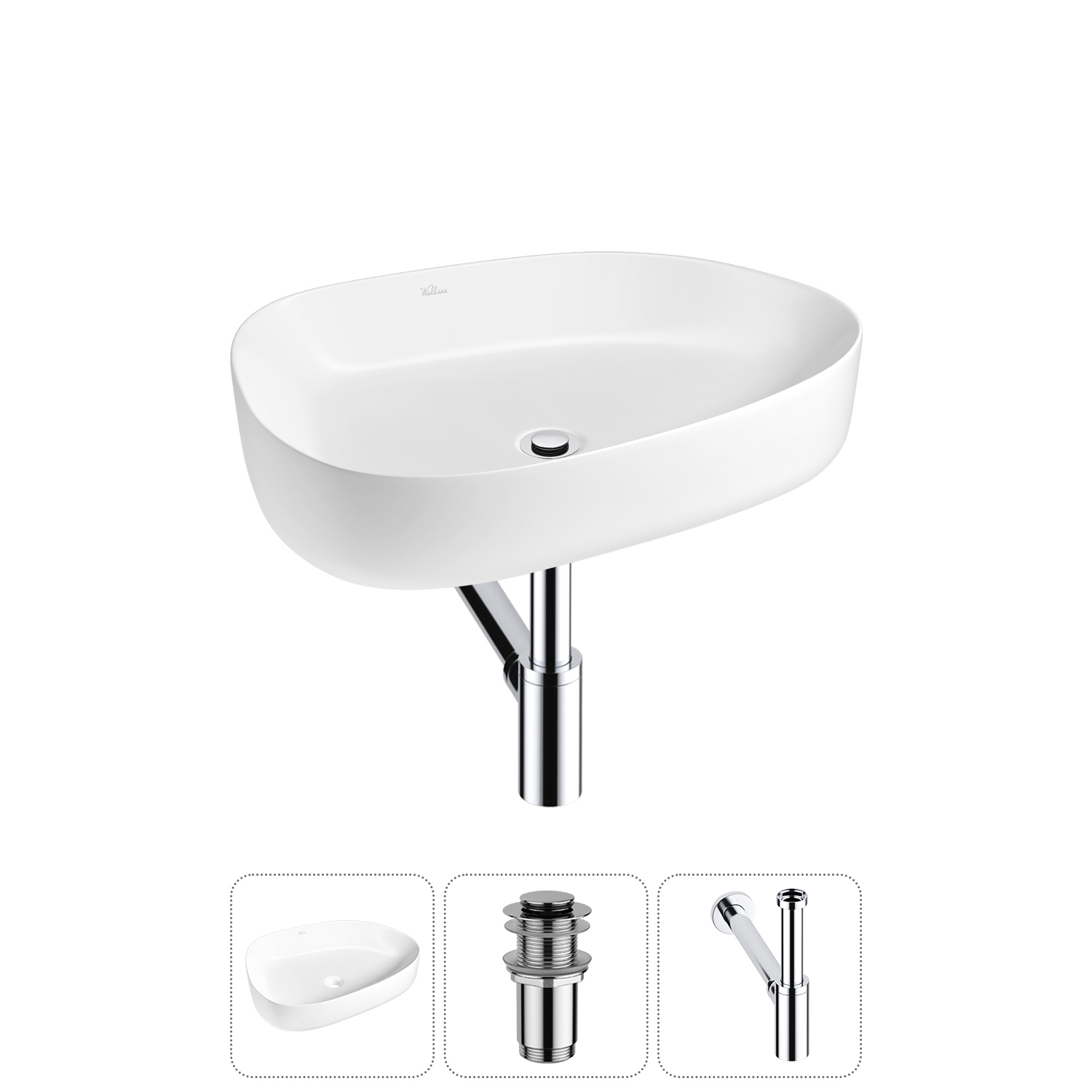 Изображение товара Раковина Wellsee belle spa 3.0 55см керамическая с сифоном и донным клапаном