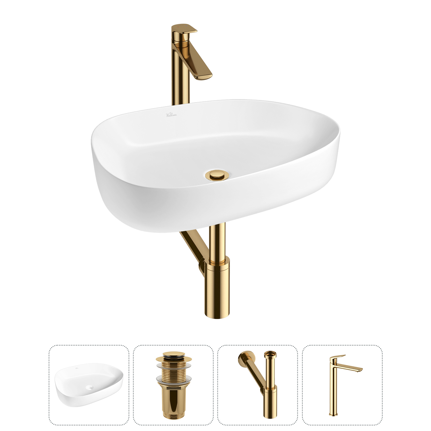 Изображение товара Раковина Wellsee Belle Spa 3.0 55см с сифон и смесителем в комплекте