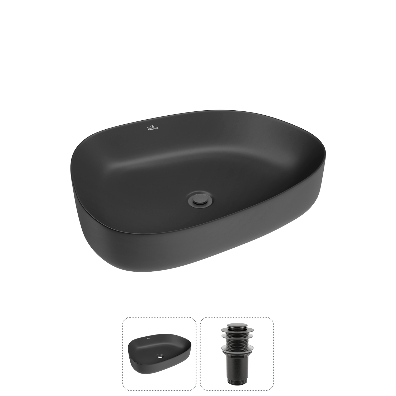 Изображение товара Раковина Wellsee belle spa 3.0 20212734R 55см черная матовая для ванной комнаты