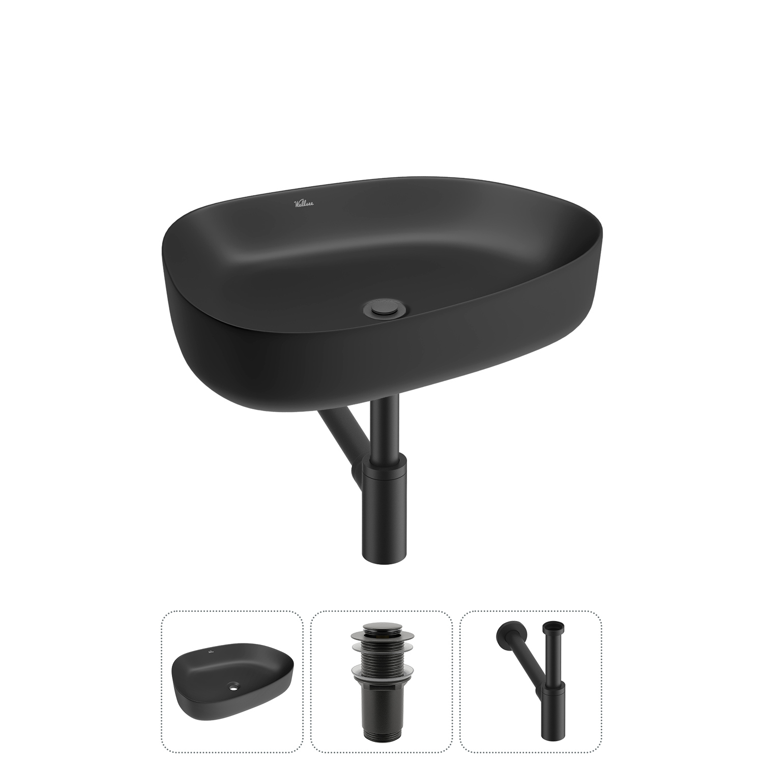 Изображение товара Раковина Wellsee belle spa 3.0 55см черная с сифоном и донным клапаном