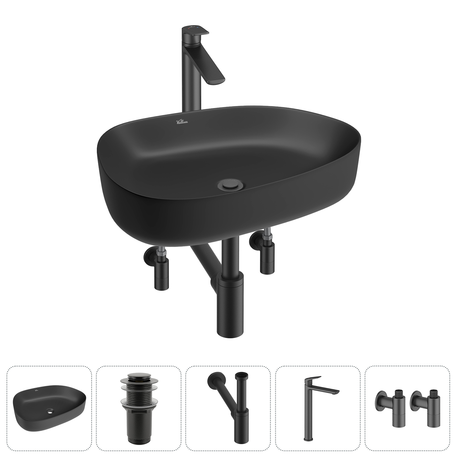 Изображение товара Раковина Wellsee Belle Spa 3.0 55 см черная с комплектом