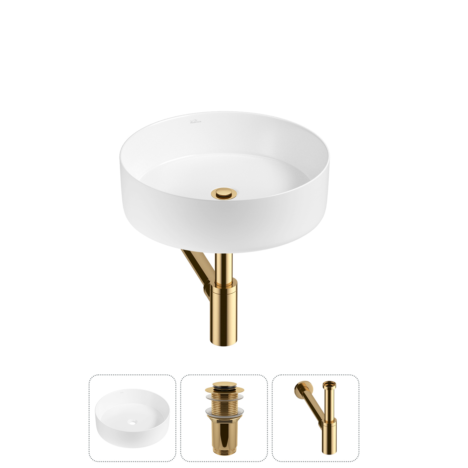 Изображение товара Раковина Wellsee coax 20213869R 30см цвет раковина 3 в 1: д/к, сифон