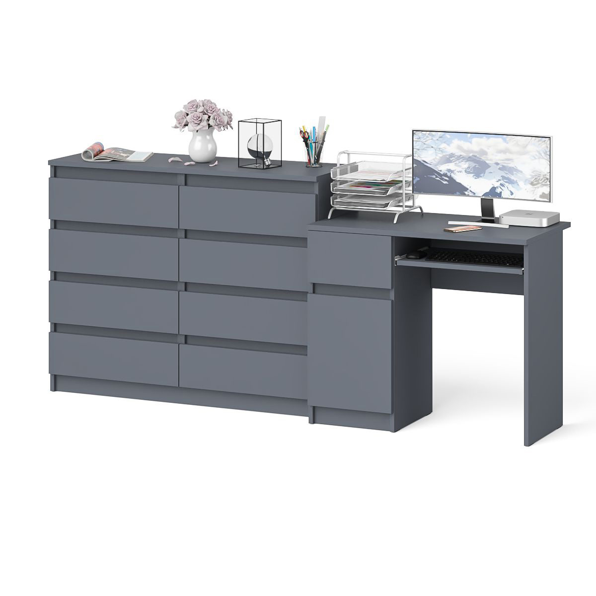 Изображение товара Офисный комплект мебели Свк МС-1Л+МК1200.8-ГФ 210x94x50 см графит