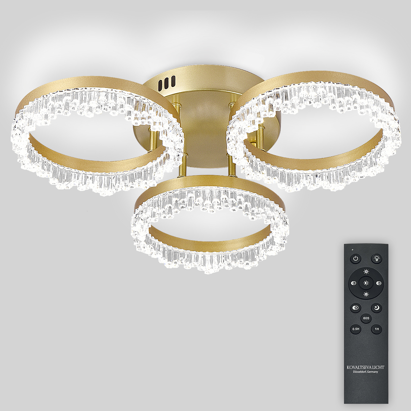 Изображение товара Люстра потолочная светодиодная Natali Kovaltseva Day с пультом управления 18 м² белая золото