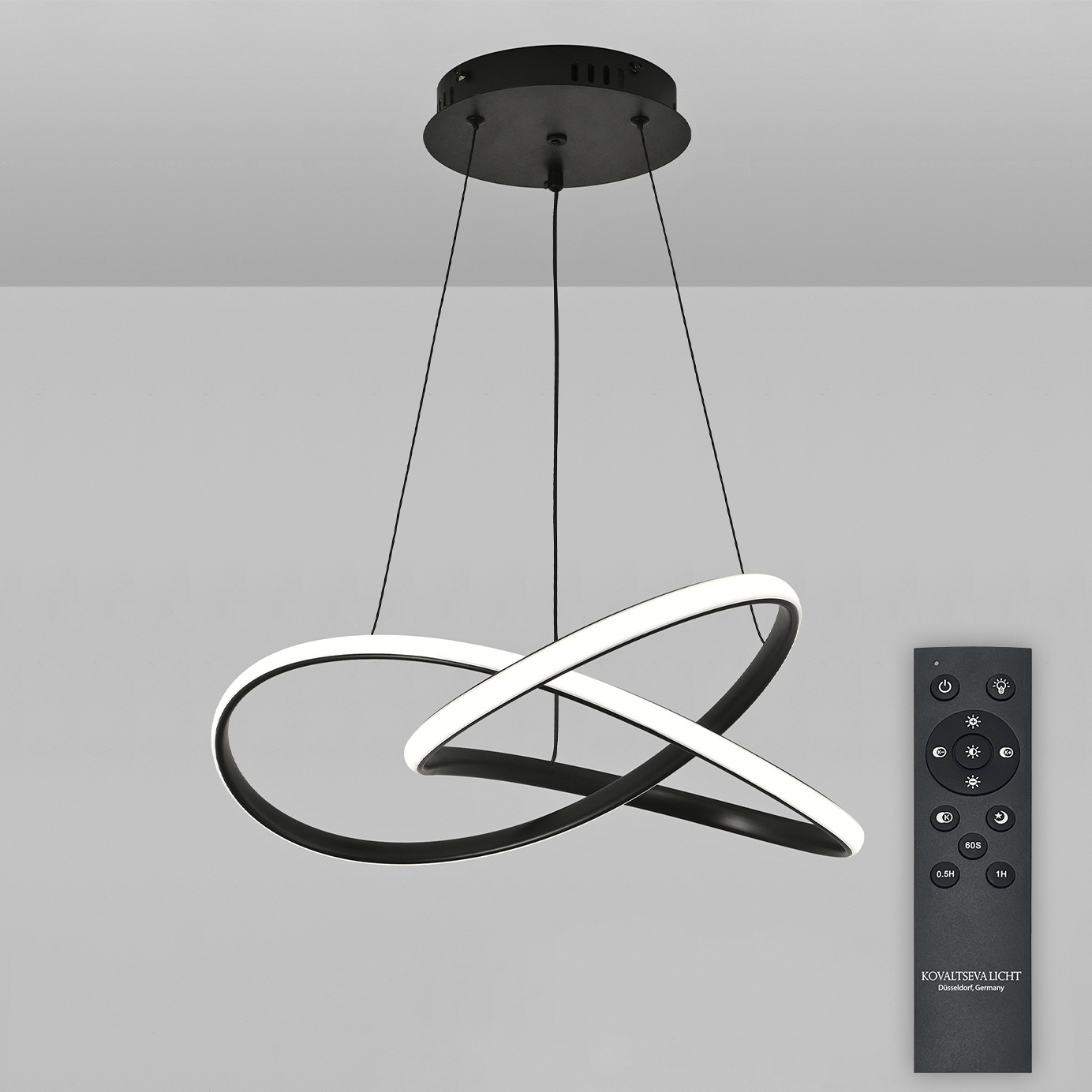 Изображение товара Люстра подвесная светодиодная Natali Kovaltseva Finam с пультом управления 18 м² регулируемый белый свет цвет черный