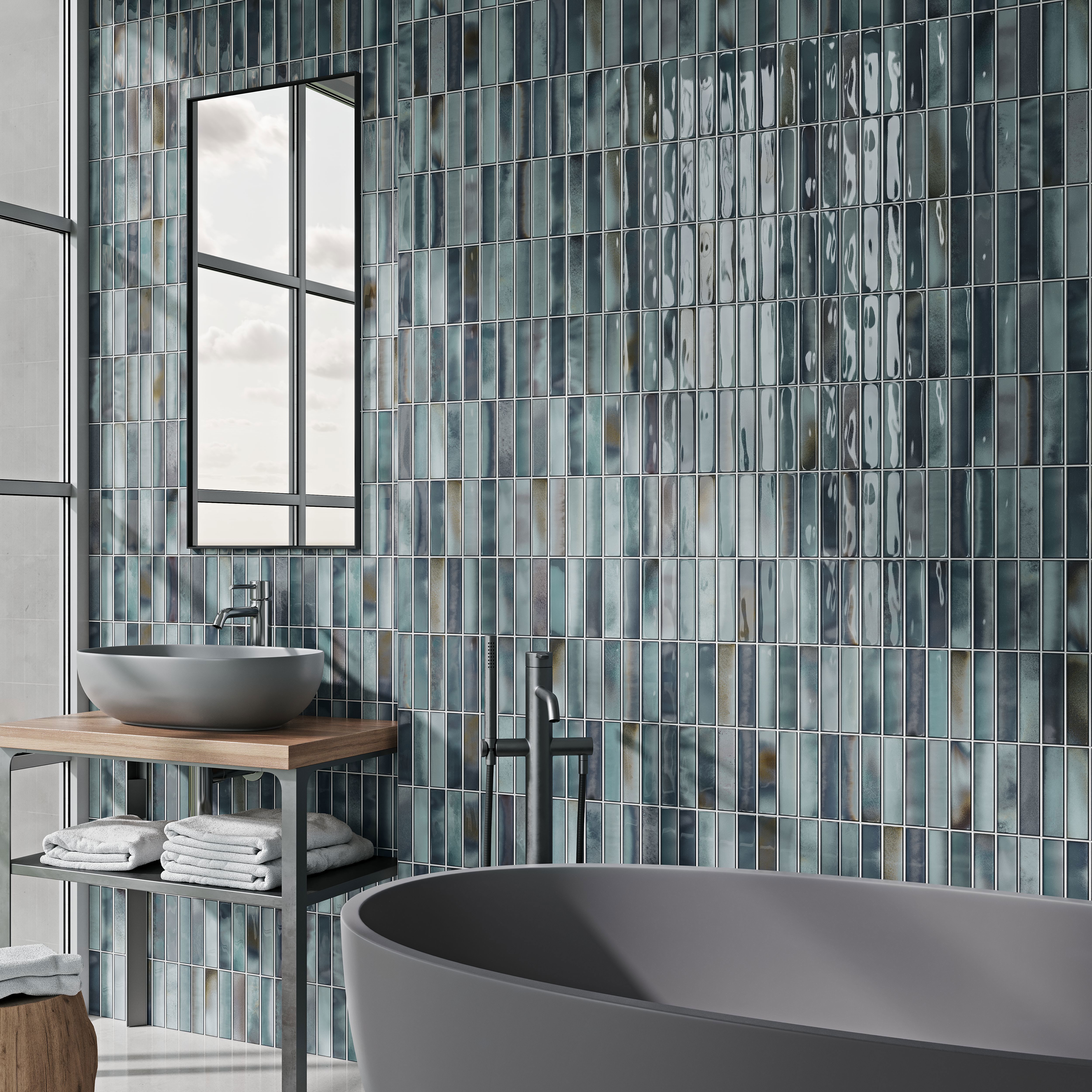 Изображение товара Керамическая настенная плитка Alba 15x30 см azul глянцевая испания