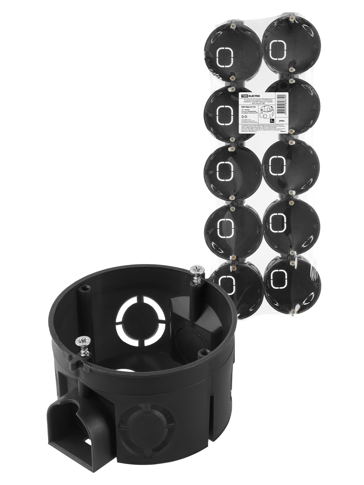 Изображение товара Распределительная коробка Tdm electric 68x68x42 мм IP20 цвет черный SQ1402-2115