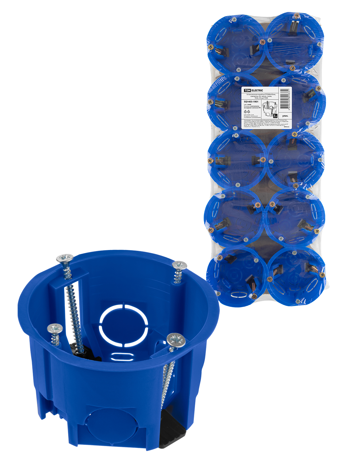 Изображение товара Подрозетник TDM ELECTRIC SQ1403-1901 68x68x45 IP20 синий