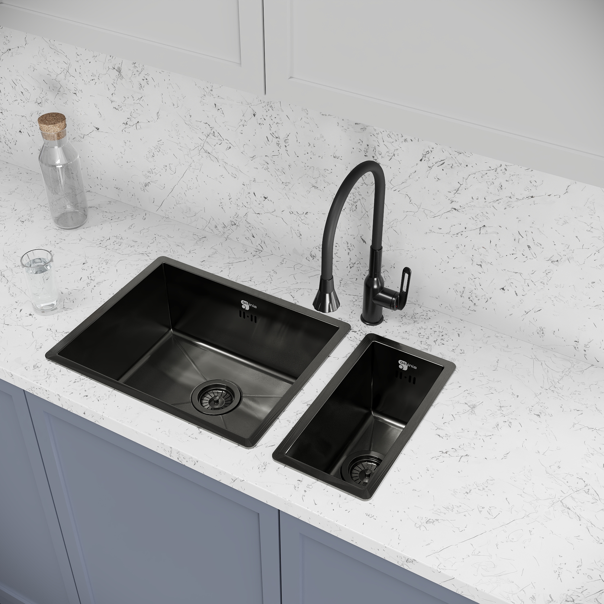 Изображение товара Мойка кухонная врезная Delinia М10B 50x40 см из нержавеющей стали черная