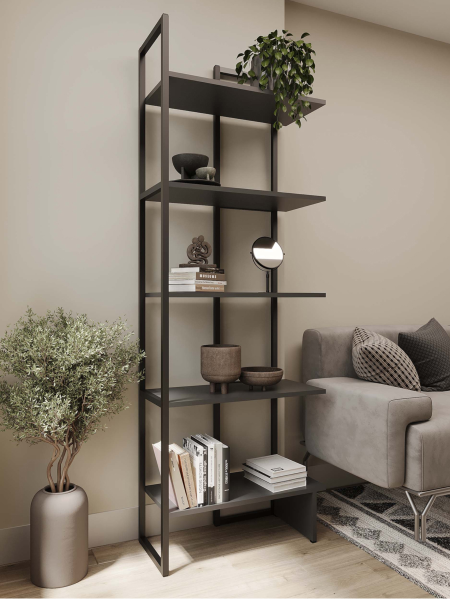 Изображение товара Стеллаж металлический Loft 52 62x177x29.6 см нагрузка до 5 кг ЛДСП цвет графит