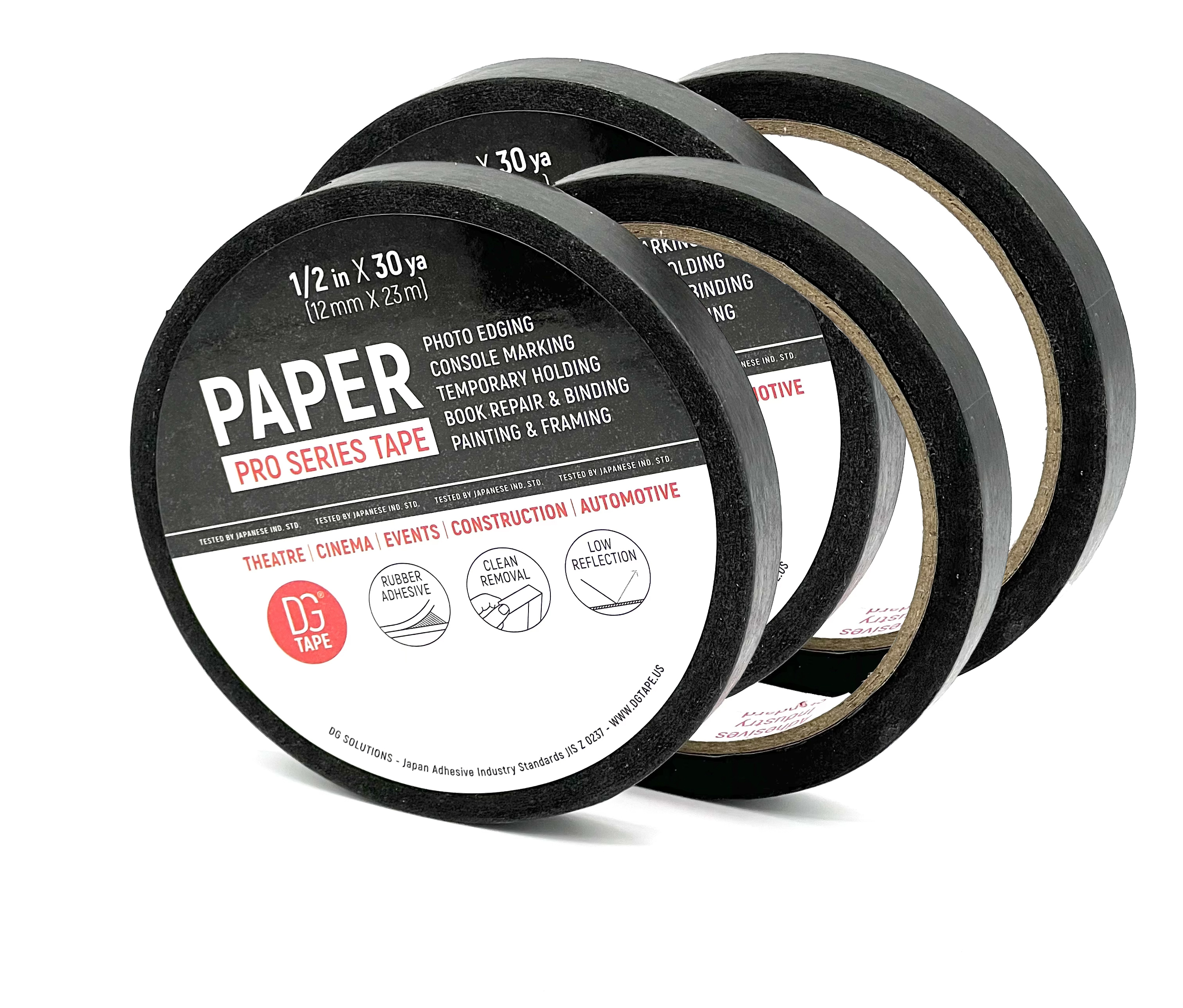 Изображение товара Клейкая бумажная лента Dgtape Masking Tape Professional 12мм х 23м, черная, 4 шт