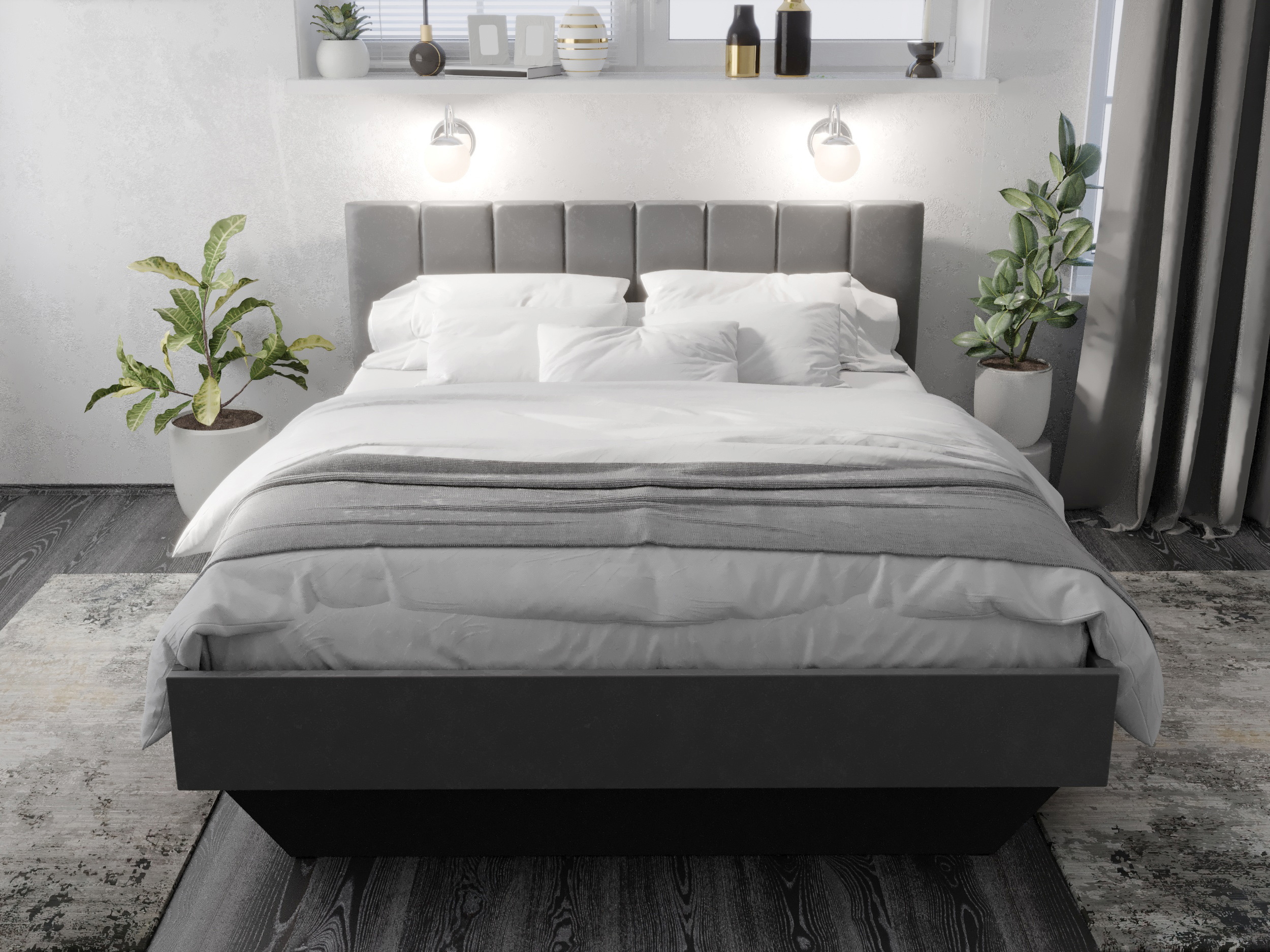 Изображение товара Кровать Морбидо 160x200 см ЛДСП цвет серый storm 22/графит