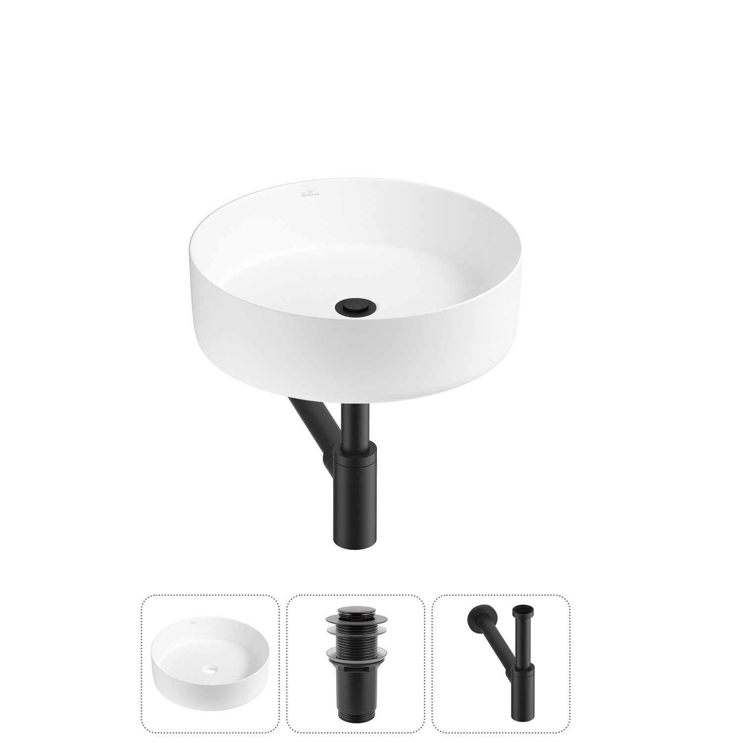 Изображение товара Раковина Wellsee coax 20213948R 40 см 3 в 1 с сифоном и донным клапаном