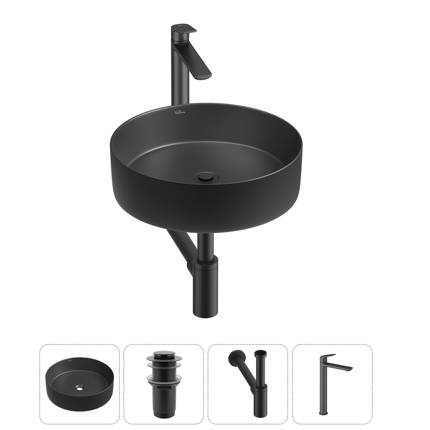 Изображение товара Раковина Wellsee coax 20213990R 40 см черная накладная современный дизайн