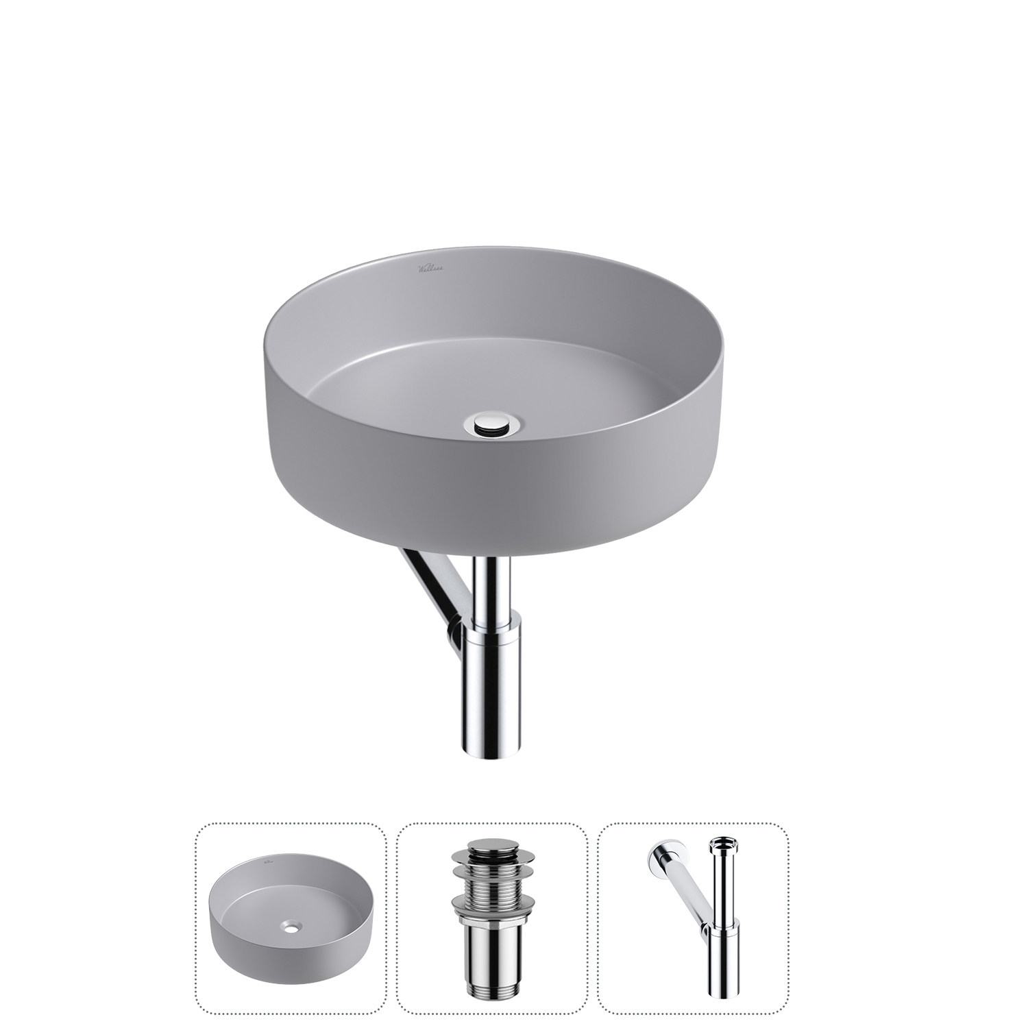 Изображение товара Раковина Wellsee coax 36 см 3 в 1 с сифон и донным клапаном