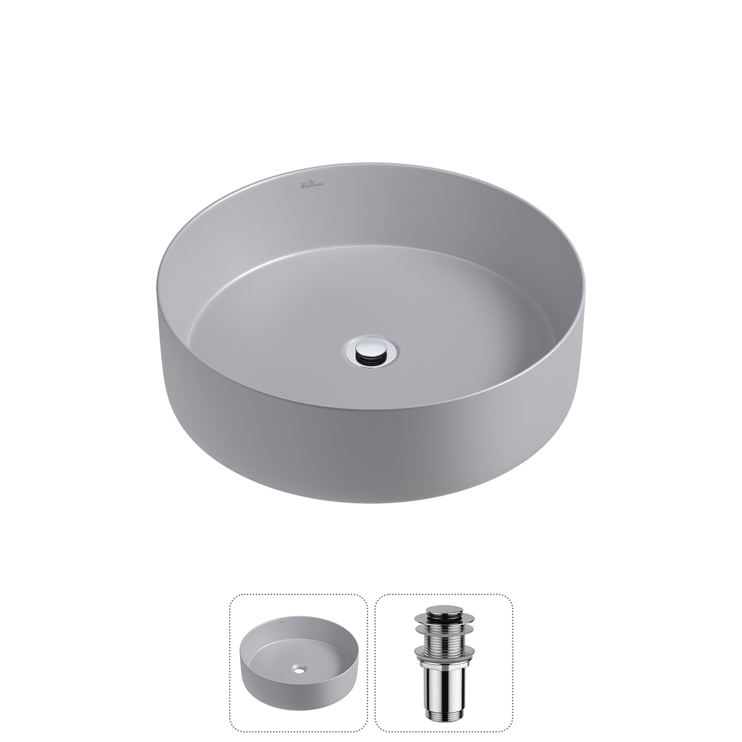Изображение товара Раковина Wellsee coax 20214003R 40 см для ванной комнаты матовая серый дизайн