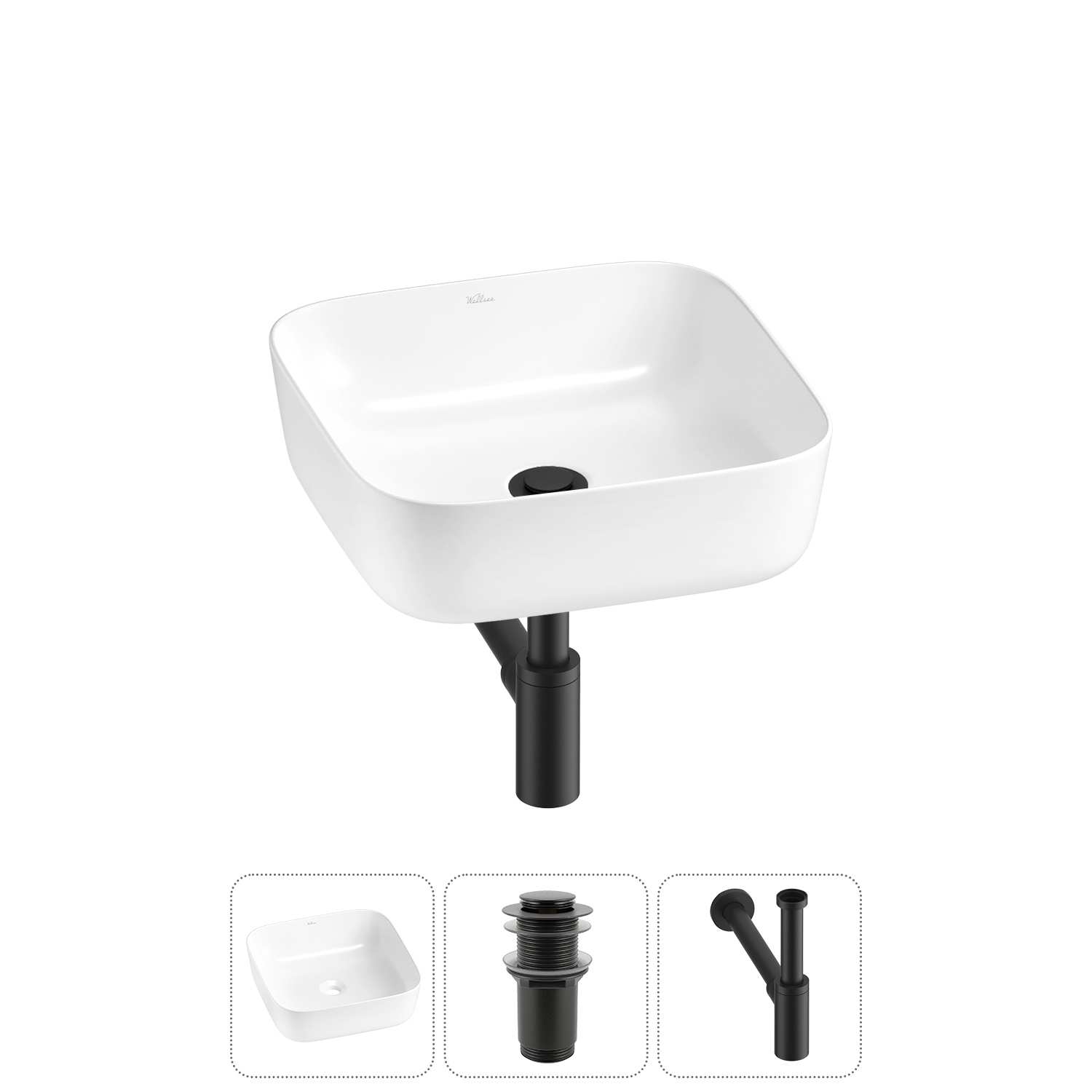 Изображение товара Раковина Wellsee Preen 20214180R 39см белая современная с сифон и клапаном