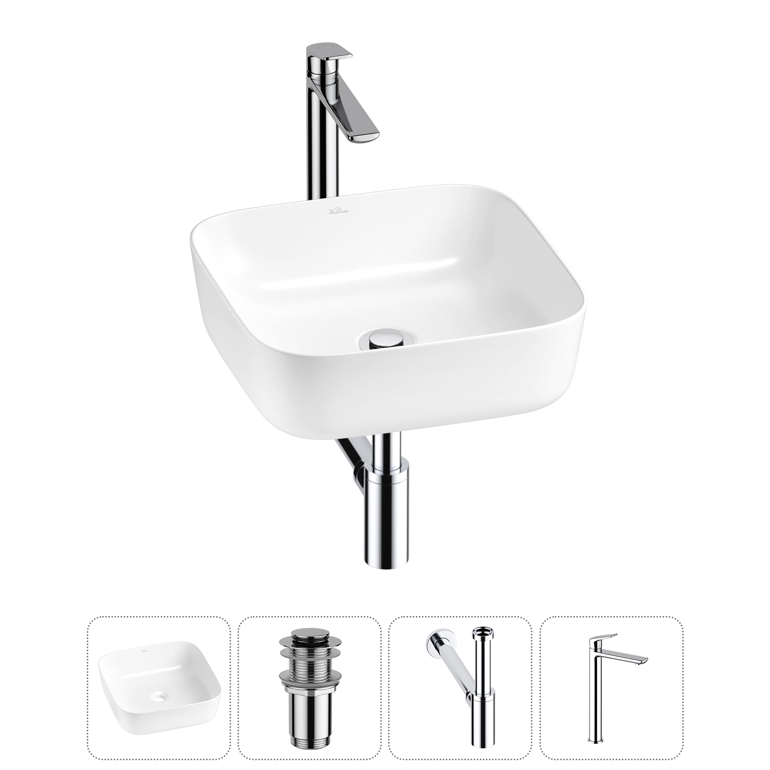 Изображение товара Раковина Wellsee Preen 20214183R 39 см комплект для ванной современный дизайн