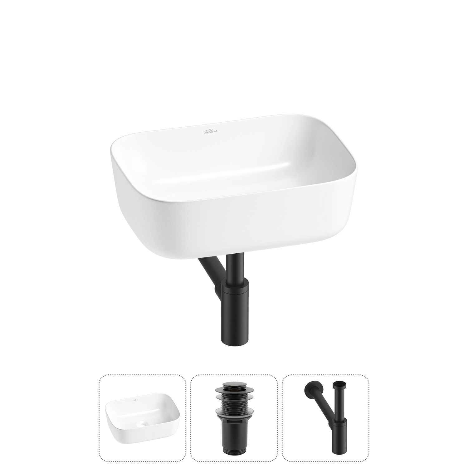 Изображение товара Раковина Wellsee preen 20214208R 40см глянцевая с сифон и клапаном