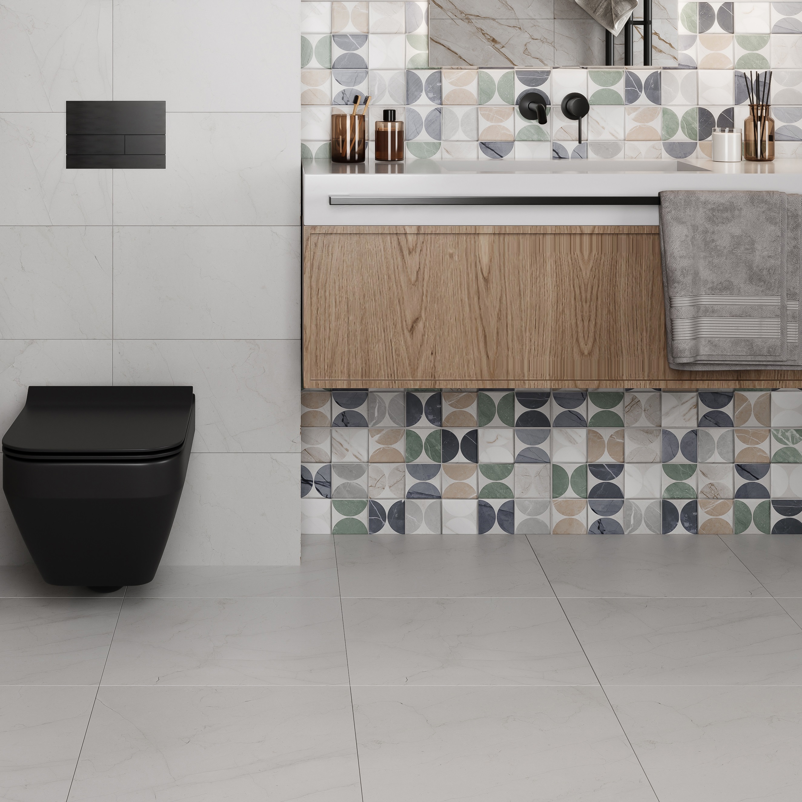 Изображение товара Глазурованный керамогранит Time 45x45 см матовый белый для внутренней и наружной облицовки