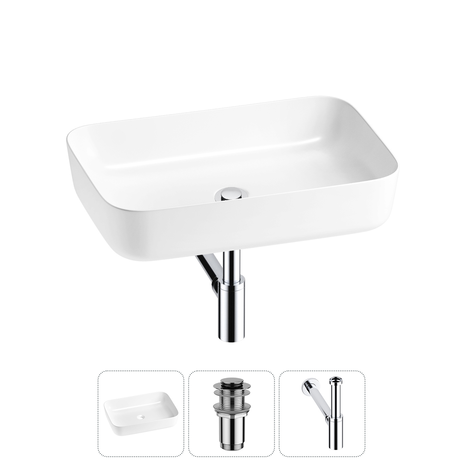 Изображение товара Раковина Wellsee preen 20214251R 60см цвет раковина 3 в 1: д/к, сифон