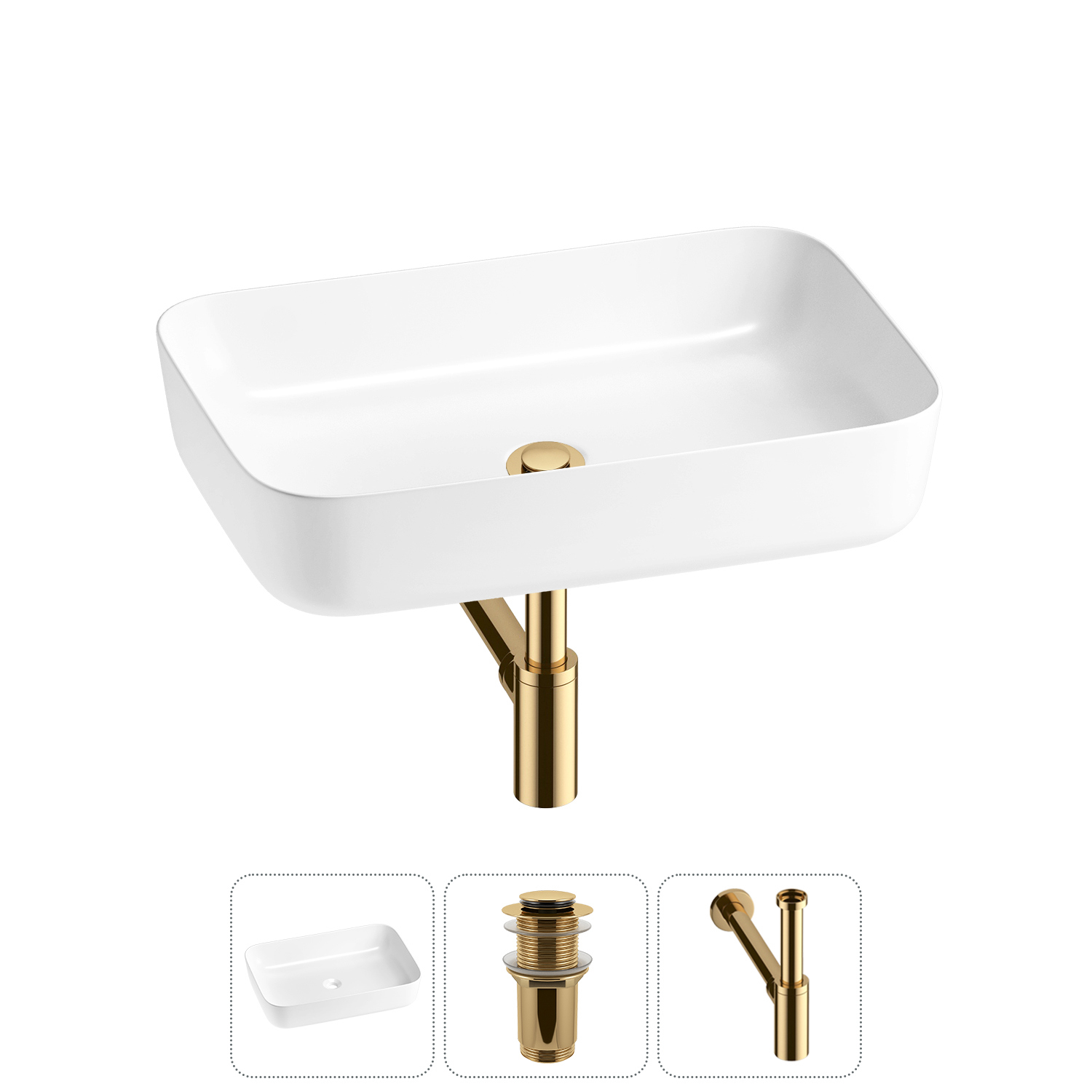 Изображение товара Раковина Wellsee preen 20214253R 60см цвет раковина 3 в 1: д/к, сифон