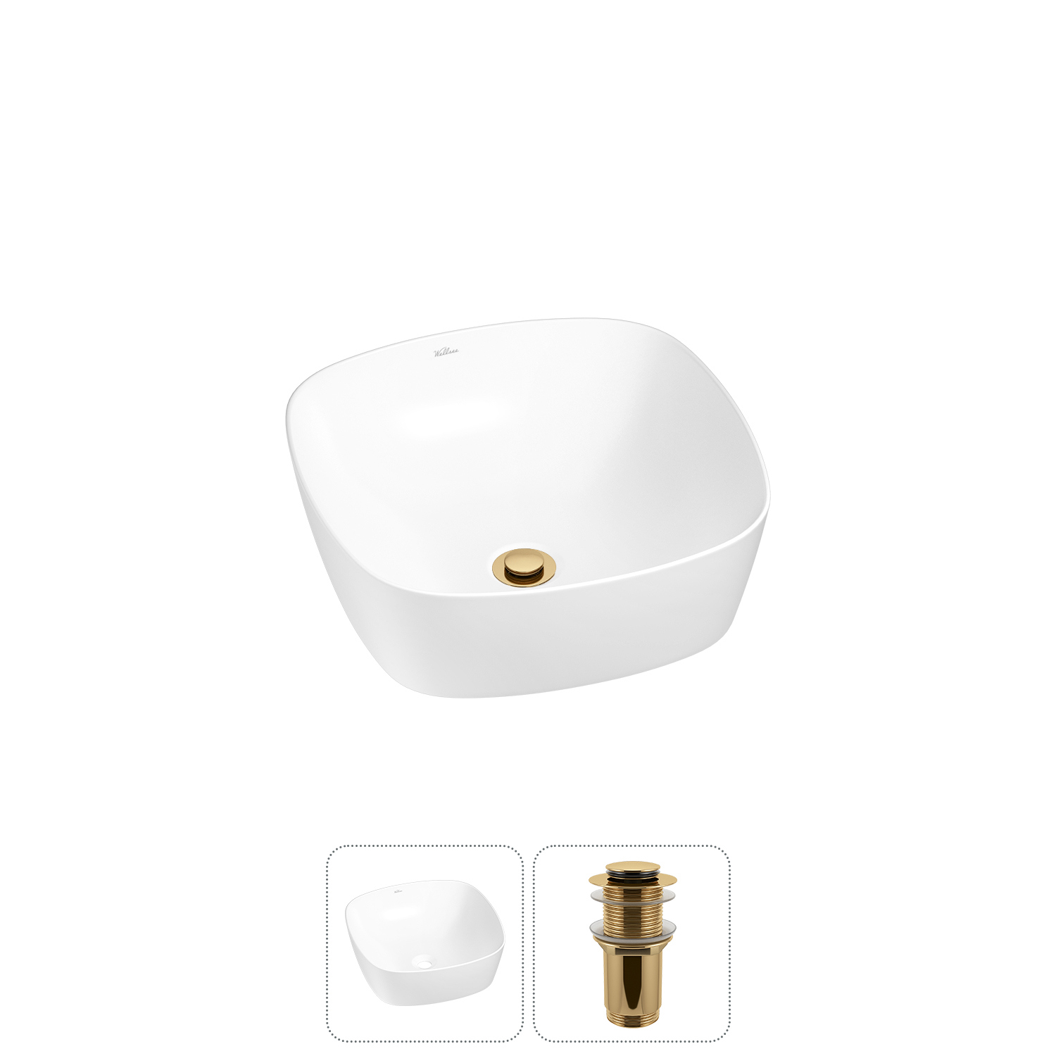 Изображение товара Раковина Wellsee ground breaking 20212127R 40 см белая квадратная глянцевая