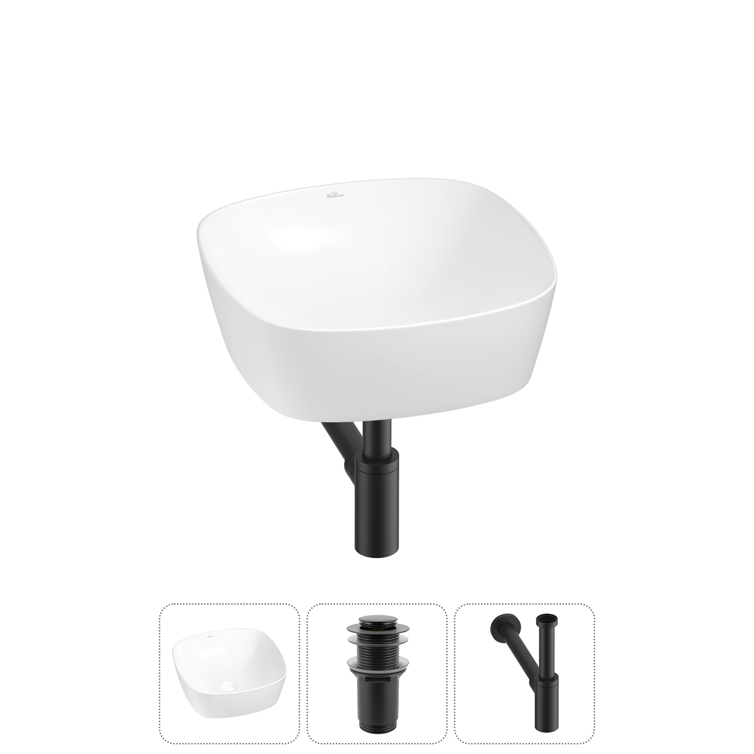 Изображение товара Раковина Wellsee ground breaking 20212130R 40см цвет раковина 3 в 1: д/к, сифон