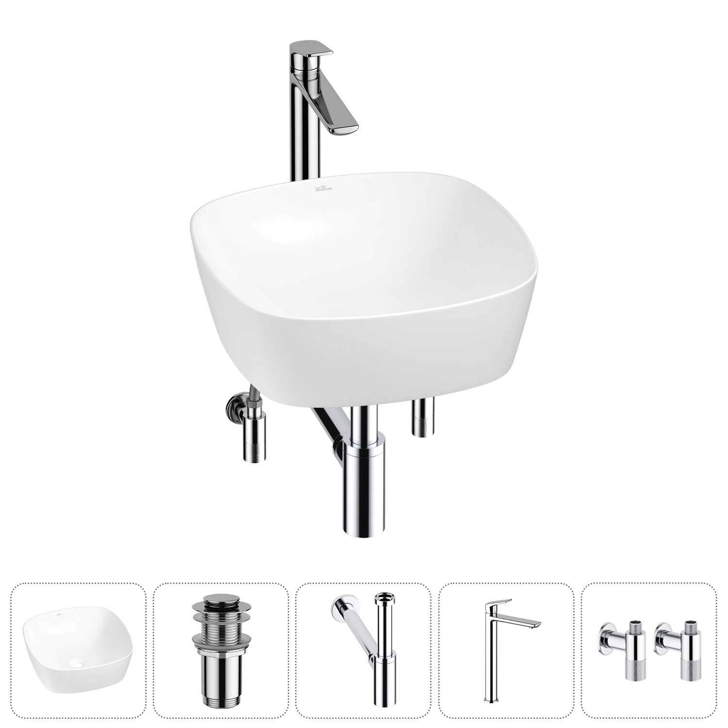 Изображение товара Раковина Wellsee 40 см 5 в 1 комплект глянцевая из RefCeram Польша