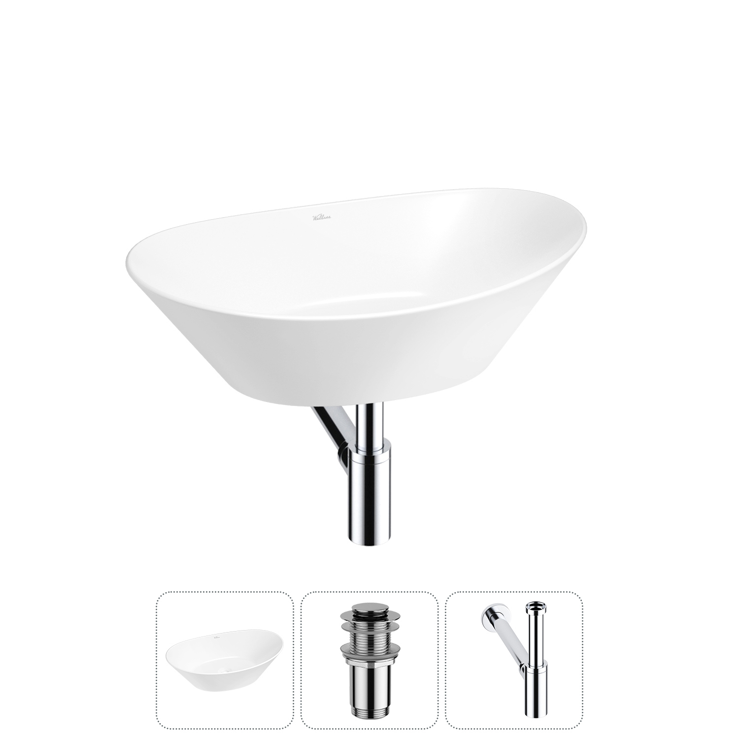 Изображение товара Раковина Wellsee dulcet tones 20212221R 46см цвет раковина 3 в 1: д/к, сифон