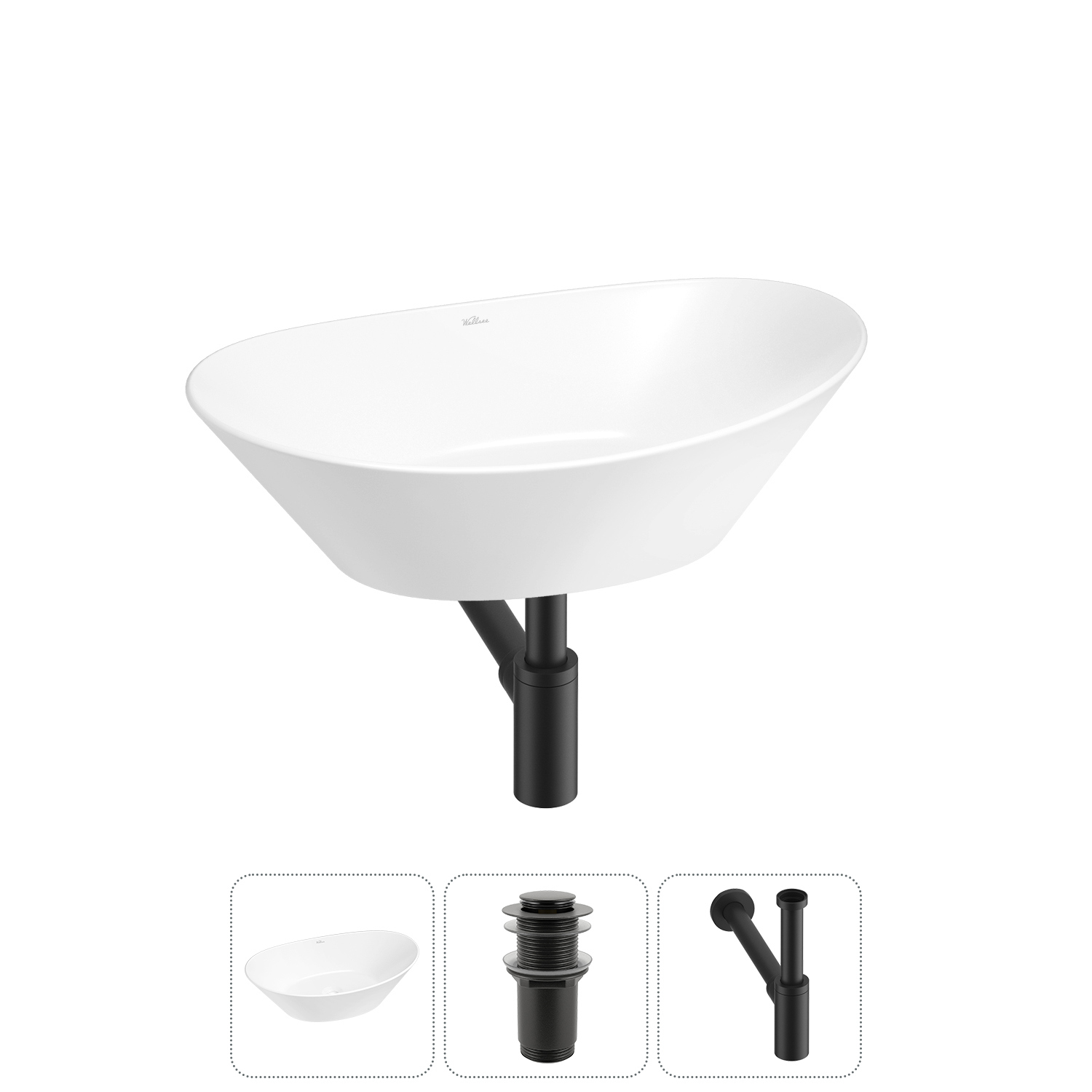 Изображение товара Раковина Wellsee dulcet tones 20212222R 46см цвет раковина 3 в 1: д/к, сифон