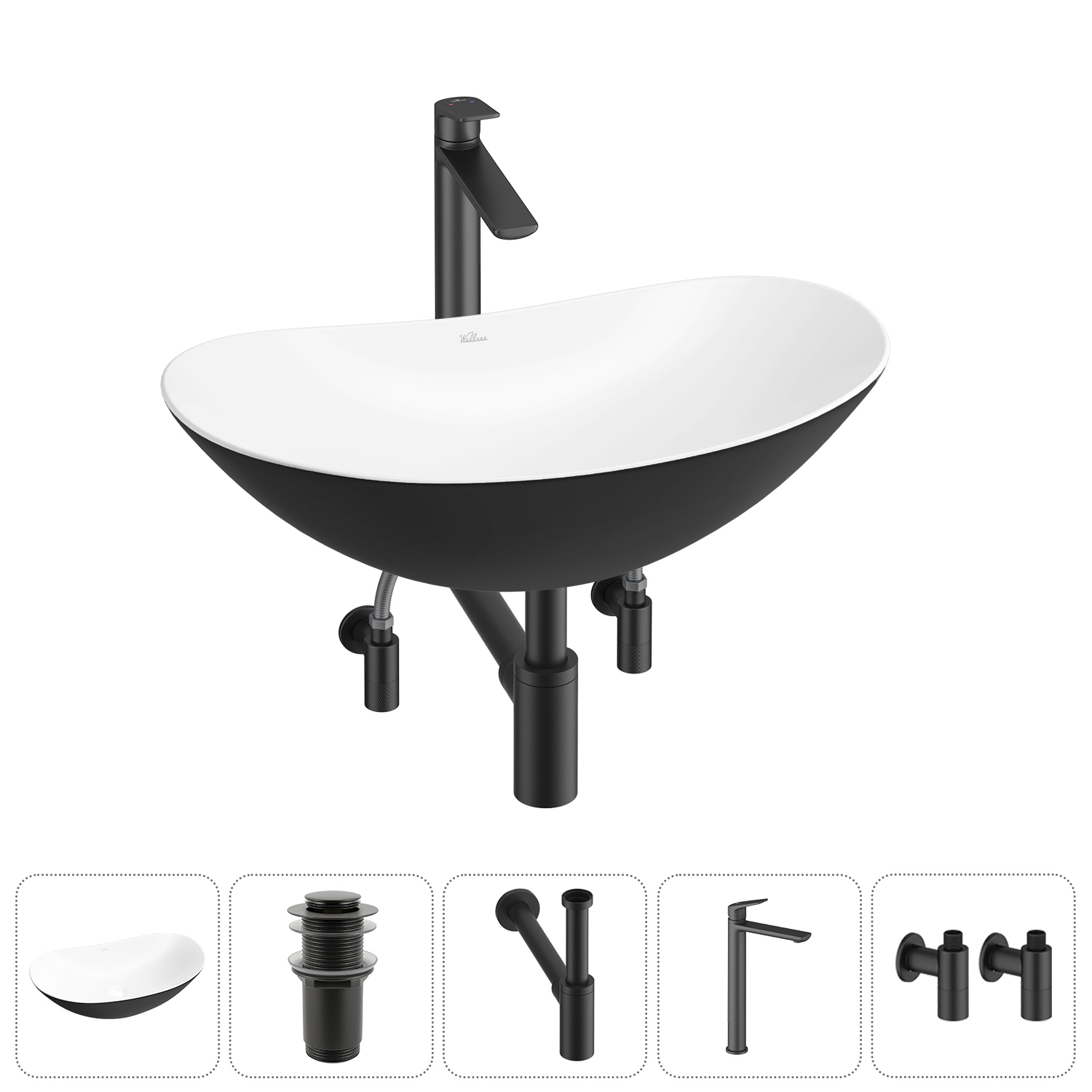 Изображение товара Раковина Wellsee Carefree Dove 53 см 5 в 1 комплект из Керамики матовая Польша