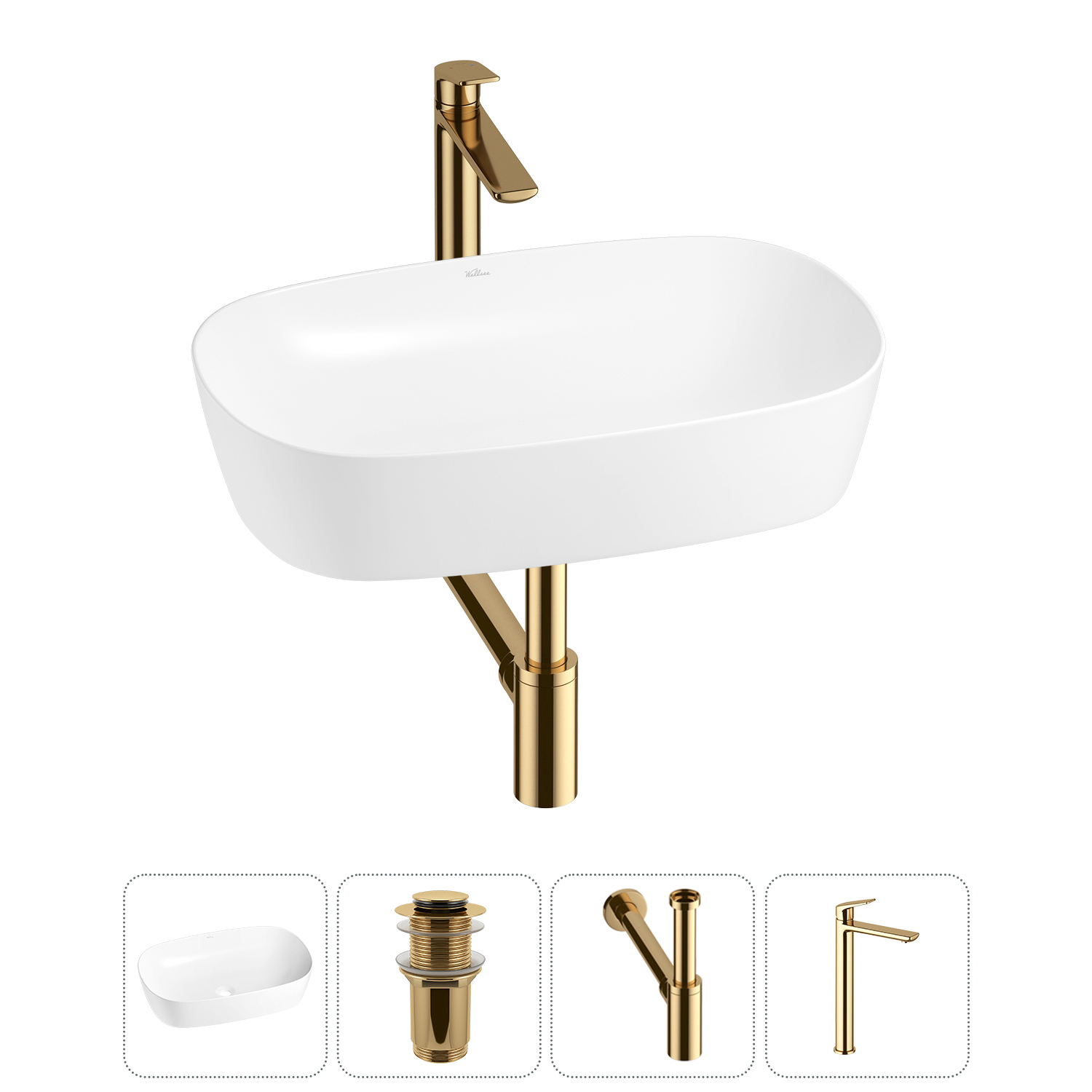 Изображение товара Раковина Wellsee ground breaking 20212343R 50 см вместе с сифоном и смесителем