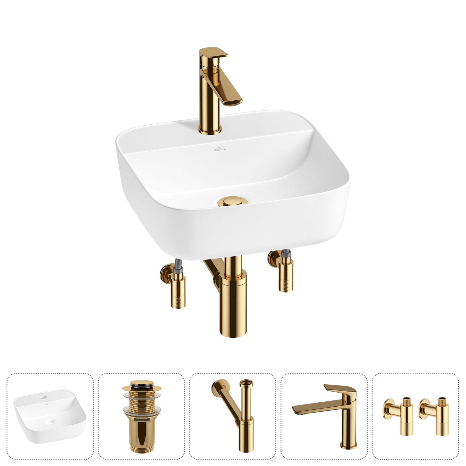 Изображение товара Раковина Wellsee Preen 20214301R 40 см с комплектом гидроизоляции и аксессуарами