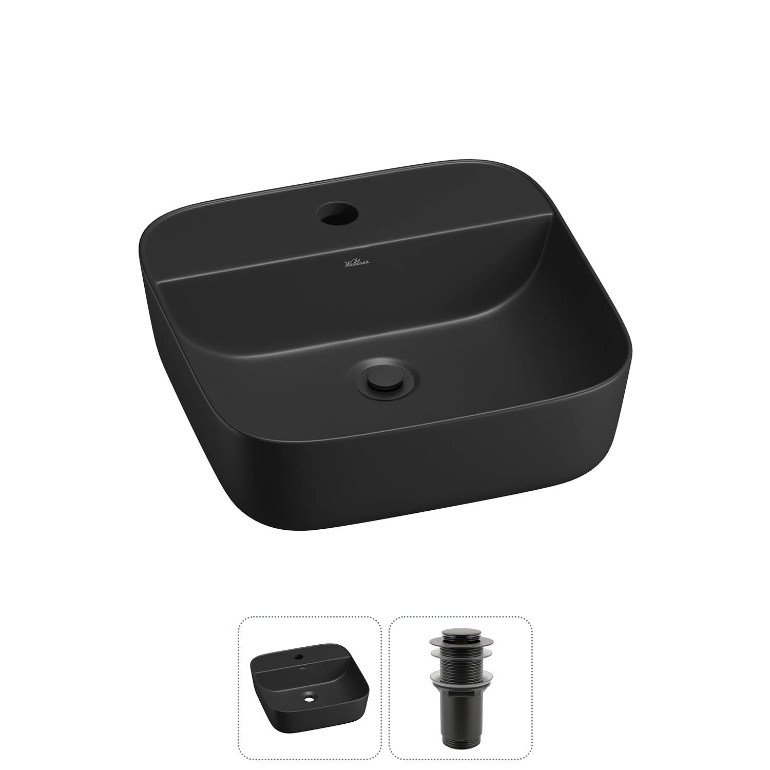 Изображение товара Раковина Wellsee preen 20214304R 40см черная матовая керамическая накладная